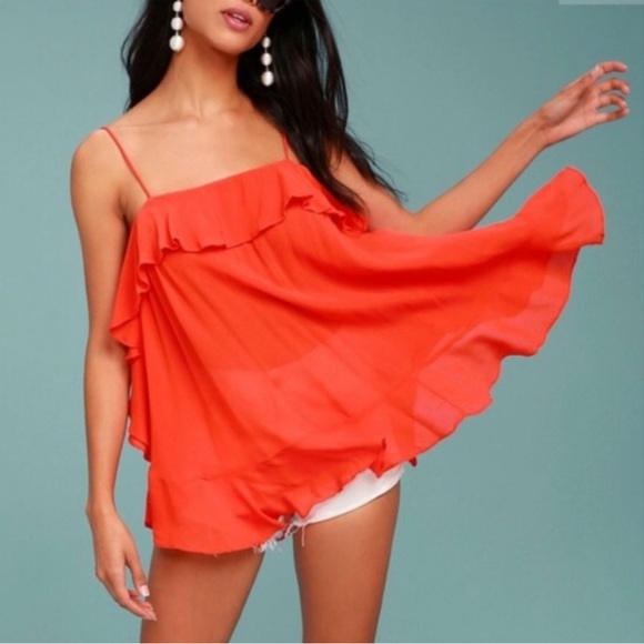 Free People Cascades Ruffle Cami in Fire Size S Fairy Fairycore - Picture 2 of 10